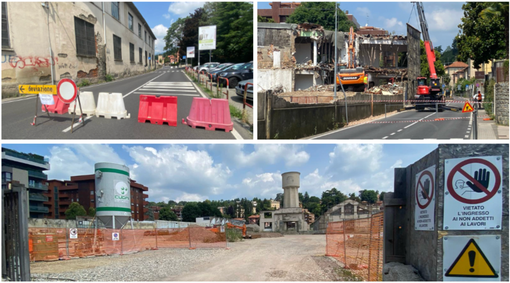 Via Crispi chiusa per una giornata cruciale nei lavori di demolizione all'ex Aermacchi