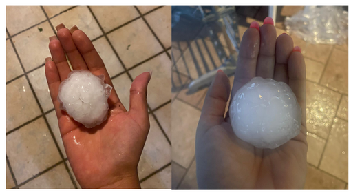 A Solbiate Olona la grandine &quot;misurata&quot; da Carmen Lisa Ridolfo. Sotto altre situazioni nel Bustese e nel Gallaratese