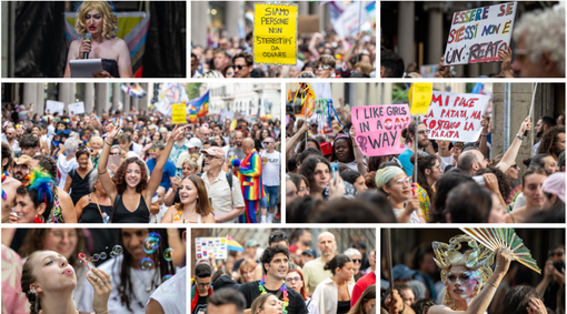 La marea del Varese Pride che ieri ha sfilato nel capoluogo (foto Galbiati)