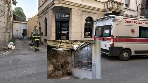 I soccorsi e nella foto piccola la tettoia sfondata I soccorsi e nella foto piccola la tettoia sfondata