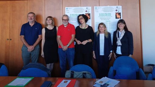 Da sinistra alla presentazione della nuova edizione dei Giovani Pensatori Giuseppe Carcano, Stefania Barile, Fabio Minazzi, Florinda Cambria, Giovanna Brebbia e Graziella Segat