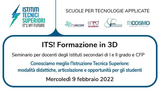 “Formazione in 3D”: webinar rivolto ai docenti sulla formazione terziaria non universitaria