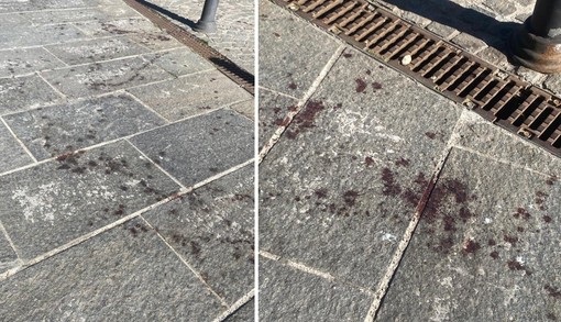 Busto, macchie di sangue in piazza Vittorio Emanuele Busto, macchie di sangue in piazza Vittorio Emanuele