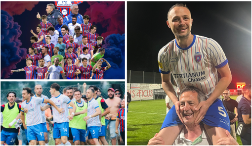 Donato Disabato sulle spalle di papà Michele (a destra) dopo l'ennesima promozione con il Chiasso, salito in seconda lega (a sinistra la fotocomposizione e la foto di @anetajurczenia dalla pagina Facebook ufficiale dell'FC Chiasso) Donato Disabato sulle spalle di papà Michele (a destra) dopo l'ennesima promozione con il Chiasso, salito in seconda lega (a sinistra la fotocomposizione e la foto di @anetajurczenia dalla pagina Facebook ufficiale dell'FC Chiasso)