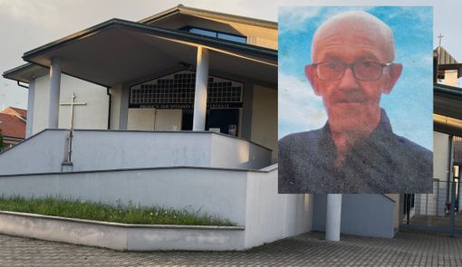 La chiesa di Santa Maria Nascente a Nizzolina. Nel riquadro, Luigi Airoldi