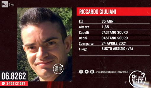 Si cerca ancora Riccardo Giuliani. L'appello del papà a “Chi l'ha visto?”: «Ti stiamo aspettando, torna presto»