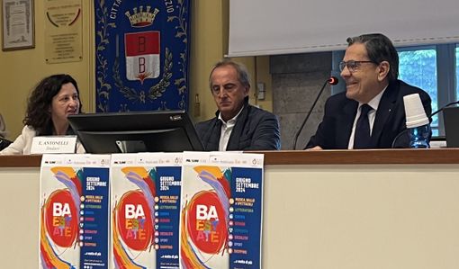Giorgio Paglini pochi giorni fa durante la presentazione di BA Estate, accanto al sindaco Antonelli e alla vicesindaco Maffioli