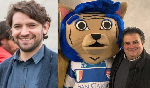 Nicolò Ramella ed Emanuele Gambertoglio con la mascotte