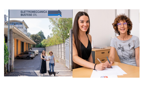 La vicepresidente della Pro Stefania Salmerigo firma l'accordo con Roberta Sgueglia - Elettromeccanica Bustese