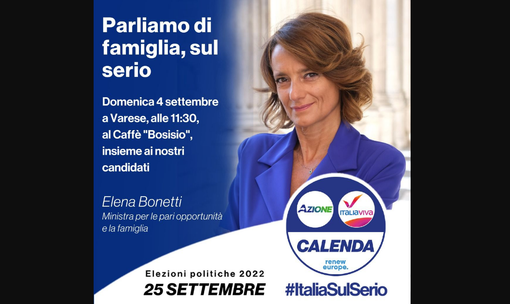 Domani la ministra Bonetti a Varese per parlare di famiglia