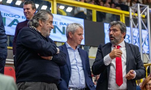 Da sinistra: Malerba, Galimberti e Pirola alla e-work Arena di Busto (foto Galbiati)