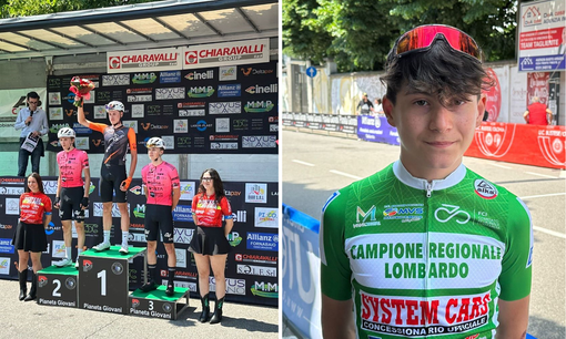 Il podio della Piccola San Geo e Luca Ferro con la maglia di campione regionale