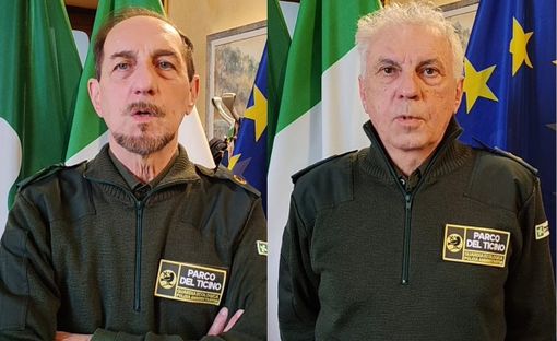 Il Capo Distaccamento del Corpo Volontari Parco del Ticino di Somma Lombardo, Mario Ceresa, insieme al suo vice, Franco De Tomasi