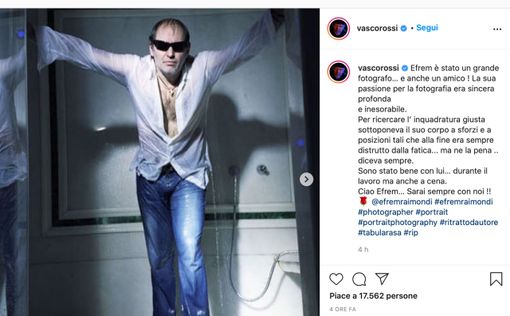 Il messaggio di Vasco Rossi in ricordo di Efrem Raimondi Il messaggio di Vasco Rossi in ricordo di Efrem Raimondi