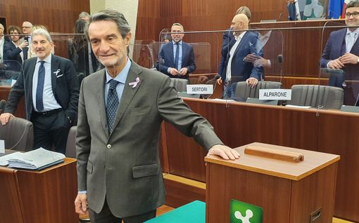 Il governatore Fontana. Sotto, nell'ordine, Caruso, Cosentino, Cattaneo, De Bernardi Martignoni, Zocchi, Monti, Astuti, Licata, Ferrazzi