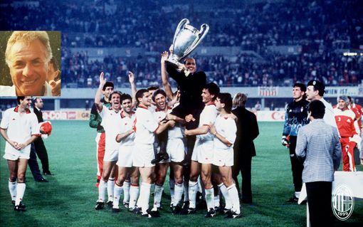 Foto dalla pagina del Milan. A lato, Franco Castiglioni