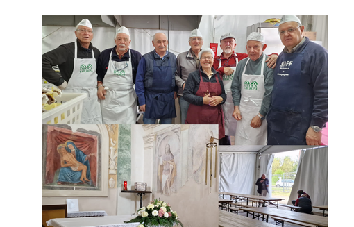 Volontari al lavoro e la chiesetta nel cuore dei sinaghini e non solo - foto per cortesia di Agostino Di Francesco