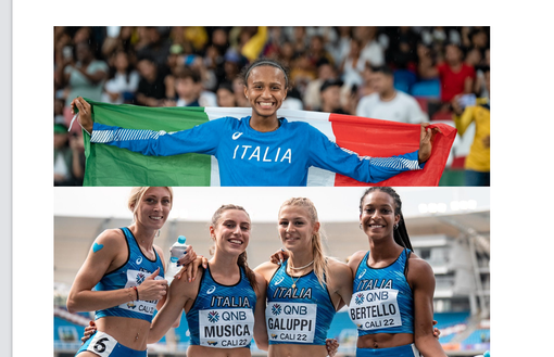 Marta Amani - foto courtesy Mateo/Fidal - e sotto Galuppi con le altre atlete della staffetta