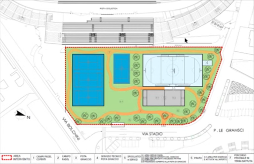 Quattro campi da paddle e una pista ghiaccio provvisoria. Ecco il progetto dell'antistadio