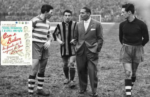 Una delle fotografie della mostra: qui ricorda il Bustocco.it era Inter-Pro Patria ed ecco Memo Toros a sinistra, Lorenzi al centro, Meazza allenatore biancoblu, a destra Uboldi Una delle fotografie della mostra: qui ricorda il Bustocco.it era Inter-Pro Patria ed ecco Memo Toros a sinistra, Lorenzi al centro, Meazza allenatore biancoblu, a destra Uboldi