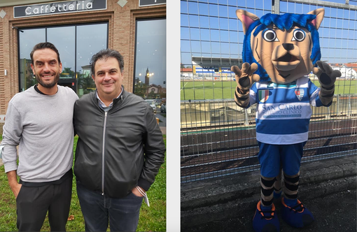 Emanuele Gambertoglio con capitan Colombo e la mascotte