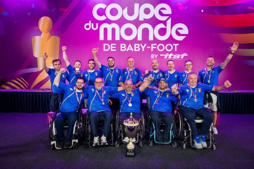 Gli azzurri del calcio balilla paralimpico in Spagna per difendere il titolo mondiale