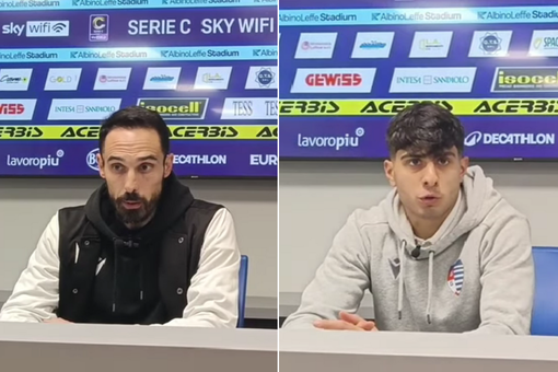 Bolzoni e Desogus dopo il pareggio con l'Albinoleffe