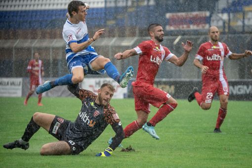 Leonardo Stanzani in gol oggi contro il Pordenone per il 2-2 finale (immagine di archivio) Leonardo Stanzani in gol oggi contro il Pordenone per il 2-2 finale (immagine di archivio)