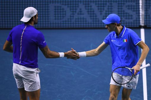 Matteo Berrettini e Jannik Sinner, il doppio dei sogni italiani in Coppa Davis - Afp Matteo Berrettini e Jannik Sinner, il doppio dei sogni italiani in Coppa Davis - Afp