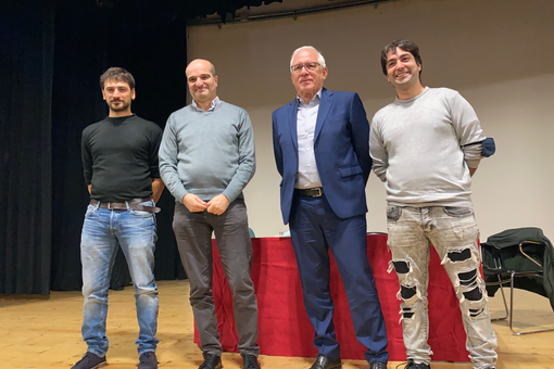 Da sinistra Bianchi, don Corvi, Fantinati e Grima