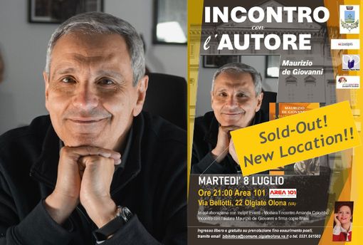 Maurizio de Giovanni torna a Olgiate Olona: evento spostato al Cineteatro Area 101 per l’alto numero di adesioni