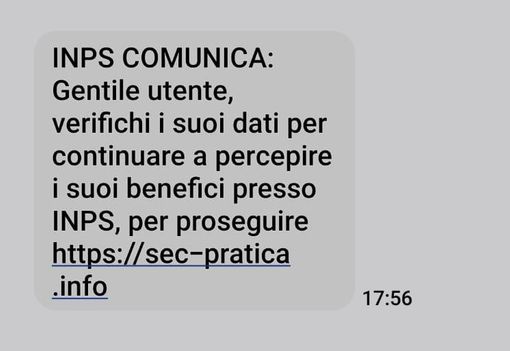 Il nuovo sms truffa dal finto Inps Il nuovo sms truffa dal finto Inps
