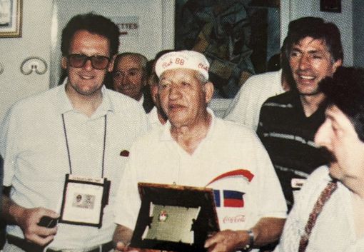 Una foto mitica: Castellano con Bartali e Moser, accanto a Pinuccio Asta nel 1991: tratta dal libro sul Giro d'Italia del Comune di Busto
