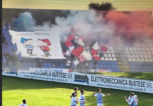 Scene di amicizia tra tifosi di Busto e Trieste