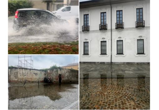 Sopra viale Pirandello, sotto via Pozzi. A lato, Palazzo Cicogna si specchia
