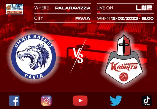 Knights Legnano a Pavia per “vendicare” l'andata