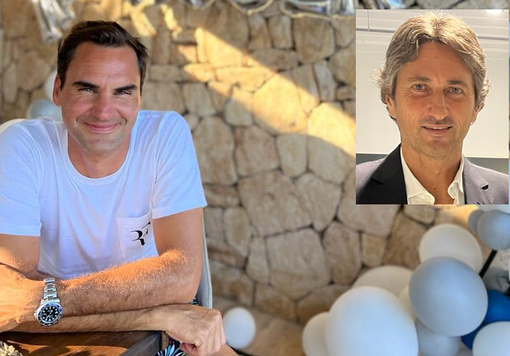 Federer in una foto del suo profilo ufficiale e Della Vedova, autore del messaggio