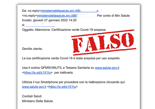 Allerta false mail del Ministero della Salute sui green pass fasulli Allerta false mail del Ministero della Salute sui green pass fasulli