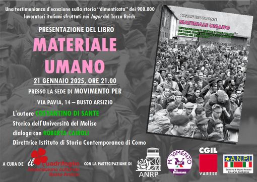 Presentazione del libro “Materiale Umano”: testimonianze sui lager e il rifiuto della guerra Presentazione del libro “Materiale Umano”: testimonianze sui lager e il rifiuto della guerra