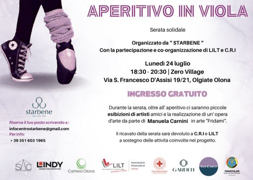 Un “Aperitivo in Viola” per raccogliere fondi da devolvere a Lilt e Croce Rossa Un “Aperitivo in Viola” per raccogliere fondi da devolvere a Lilt e Croce Rossa