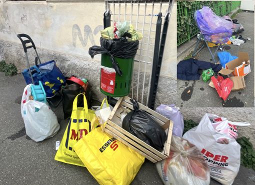 Nella foto grande, via Muratori scenario anche a Capodanno di inciviltà. Nell'altra immagine, via Monti sempre ieri Nella foto grande, via Muratori scenario anche a Capodanno di inciviltà. Nell'altra immagine, via Monti sempre ieri