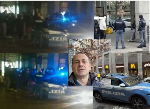 La pattuglia accerchiata ieri, i controlli eseguiti ancora oggi e nel riquadro Paolo Macchi La pattuglia accerchiata ieri, i controlli eseguiti ancora oggi e nel riquadro Paolo Macchi