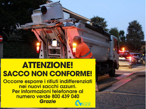 Raccolta puntuale, adesivo giallo per i sacchi “non conformi”