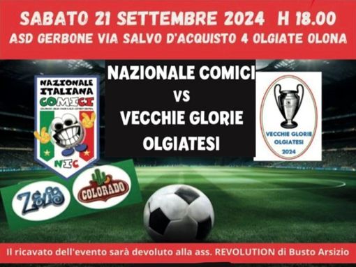 Olgiate ha la sua “partita del cuore”: Nazionale Comici contro “vecchie glorie” Olgiate ha la sua “partita del cuore”: Nazionale Comici contro “vecchie glorie”