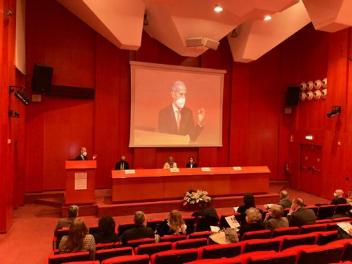 Il presidente Santangelo durante il convegno Tomalab