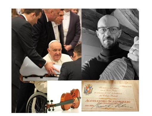 FOTO. Un violino per Papa Francesco: 200 ore di lavoro e tanta emozione. Ecco come Alessandro Scandroglio ha dato voce ai 450 anni del collegio Rotondi FOTO. Un violino per Papa Francesco: 200 ore di lavoro e tanta emozione. Ecco come Alessandro Scandroglio ha dato voce ai 450 anni del collegio Rotondi