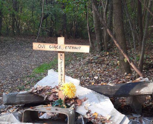 L'eternit abbandonato nei boschi di Casorate Sempione e la croce sovrastante (foto dalla pagina Facebook Casorate Sempione, il paese che vorrei) L'eternit abbandonato nei boschi di Casorate Sempione e la croce sovrastante (foto dalla pagina Facebook Casorate Sempione, il paese che vorrei)