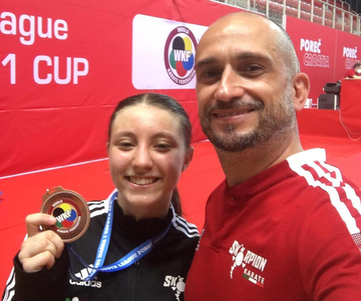 Roberta Dominici con papà Massimiliano: orgoglio suo e dell'Asd Skorpion Karate