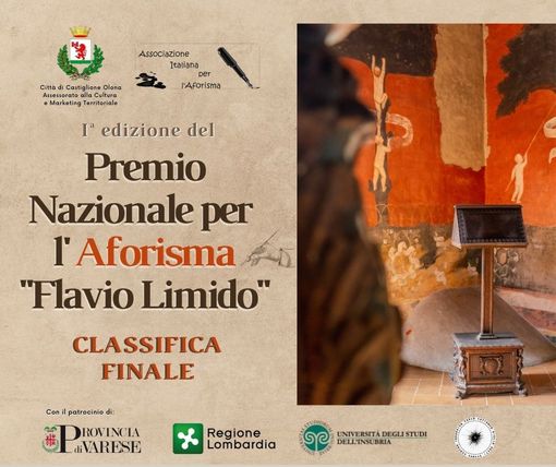 Castiglione Olona: pubblicata la classifica finale del Premio nazionale per l'Aforisma “Flavio Limido”