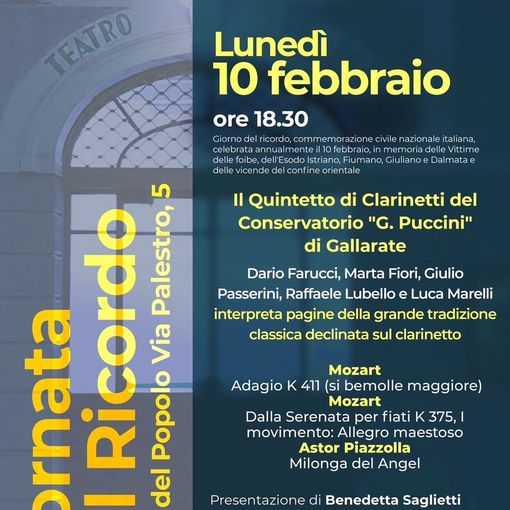 Giornata del Ricordo a Gallarate: memoria e cultura al Teatro del Popolo
